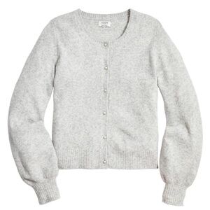 J.Crew Puff-sleeve cardigan sweater in extra-soft yarn, L 
Acrylic/wool blend